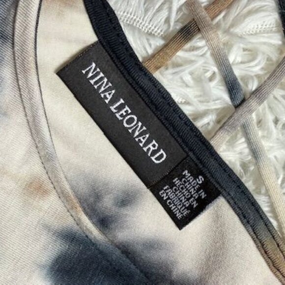 NWOT Nina Leonard Sand Fusion Criss Cross Back Side Slits Scoop Neck Maxi Dress - Picture 15 of 16